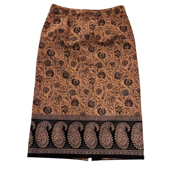 Vintage 80s Briggs Plus Size Brown Tan Maxi Skirt Size 14/16 - Picture 1 of 8
